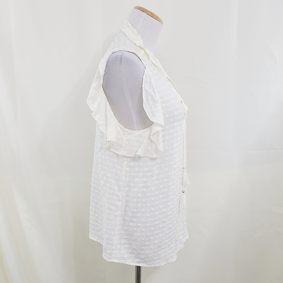 Paige Amala Top ivory white flutter sleeves swiss dot size medium - Picture 4 of 9